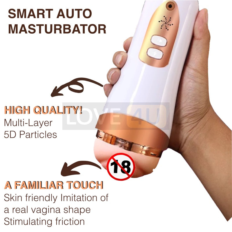 2 IN 1 SMART Auto Male Masturbator Sound Sex Toy LUBA Male Masturbation Double Hole Vibrating Vagina Oral Sex Toy