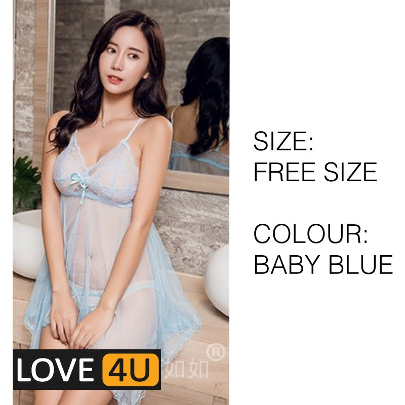 【LOVE4U】Quality Women Sexy Lingerie Lace Transparent Dress  BAJU SEKSI MENGODA G String Intimate Lingerie Sleepwear 情趣内衣