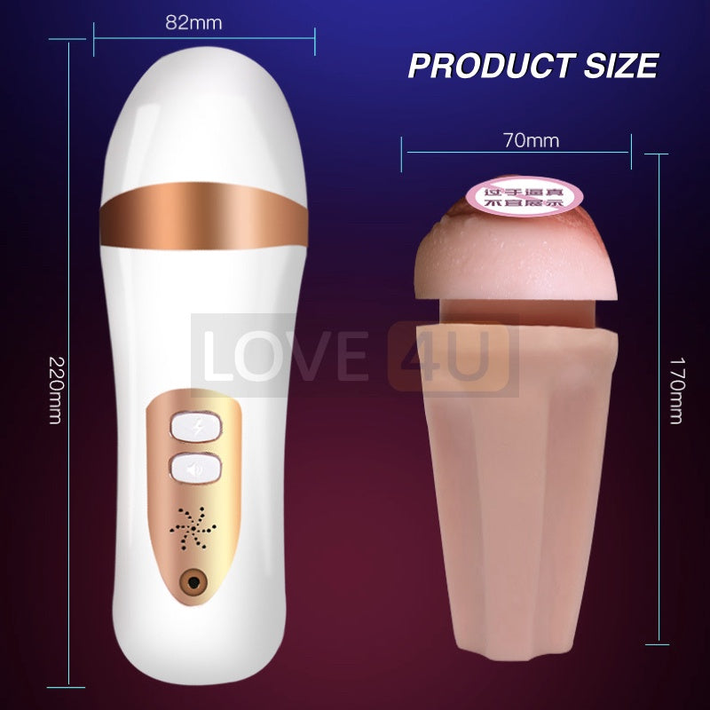 2 IN 1 SMART Auto Male Masturbator Sound Sex Toy LUBA Male Masturbation Double Hole Vibrating Vagina Oral Sex Toy