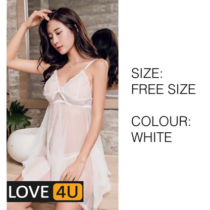 【LOVE4U】Quality Women Sexy Lingerie Lace Transparent Dress  BAJU SEKSI MENGODA G String Intimate Lingerie Sleepwear 情趣内衣