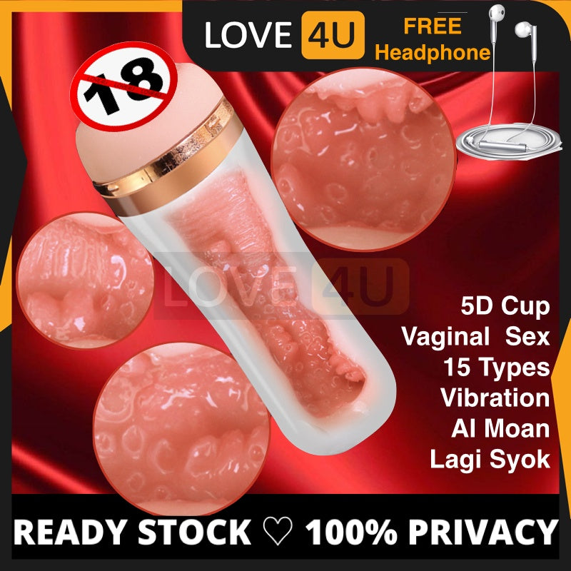 2 IN 1 SMART Auto Male Masturbator Sound Sex Toy LUBA Male Masturbation Double Hole Vibrating Vagina Oral Sex Toy