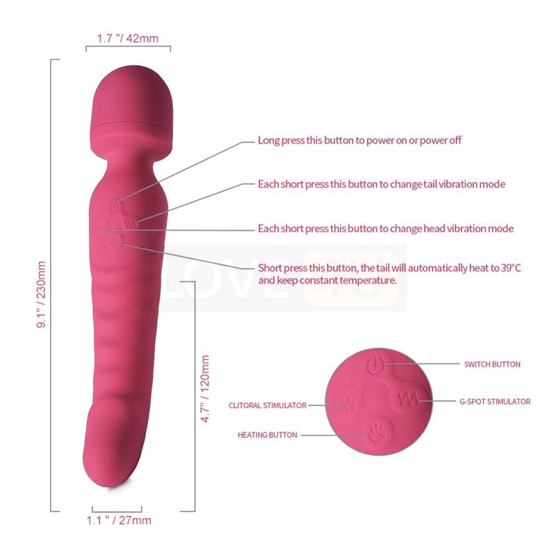 【LOVE4U】Heating Vibrator Av Wand Massager Dildo Waterproof Soft Dildo G Spot Clitoris Stimulator Adult Toys for Woman