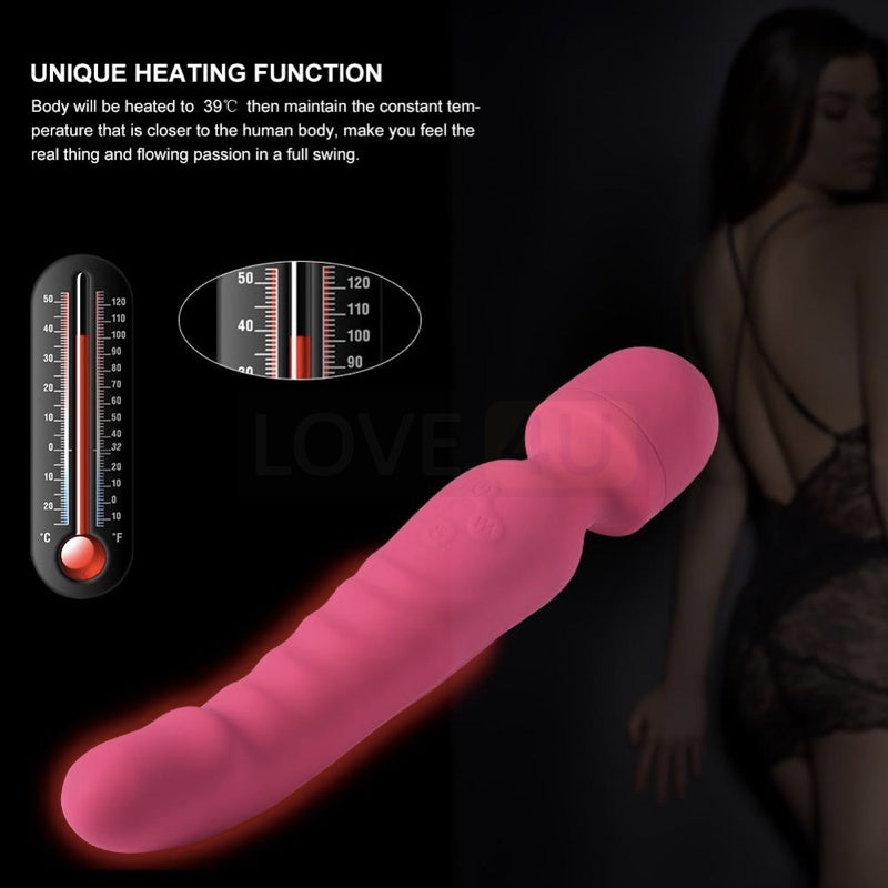 【LOVE4U】Heating Vibrator Av Wand Massager Dildo Waterproof Soft Dildo G Spot Clitoris Stimulator Adult Toys for Woman