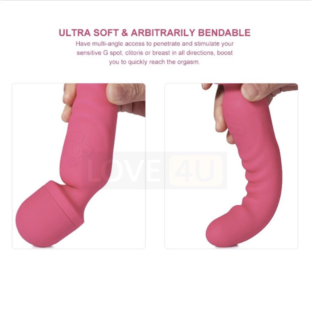 【LOVE4U】Heating Vibrator Av Wand Massager Dildo Waterproof Soft Dildo G Spot Clitoris Stimulator Adult Toys for Woman