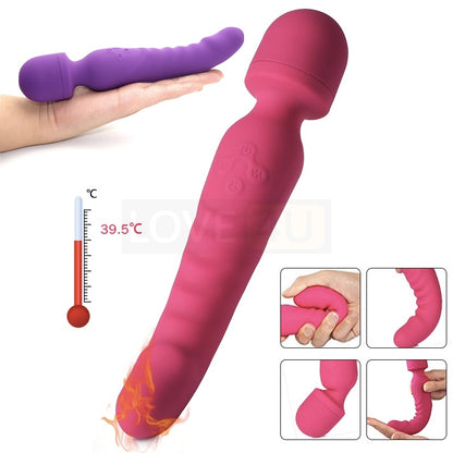 【LOVE4U】Heating Vibrator Av Wand Massager Dildo Waterproof Soft Dildo G Spot Clitoris Stimulator Adult Toys for Woman