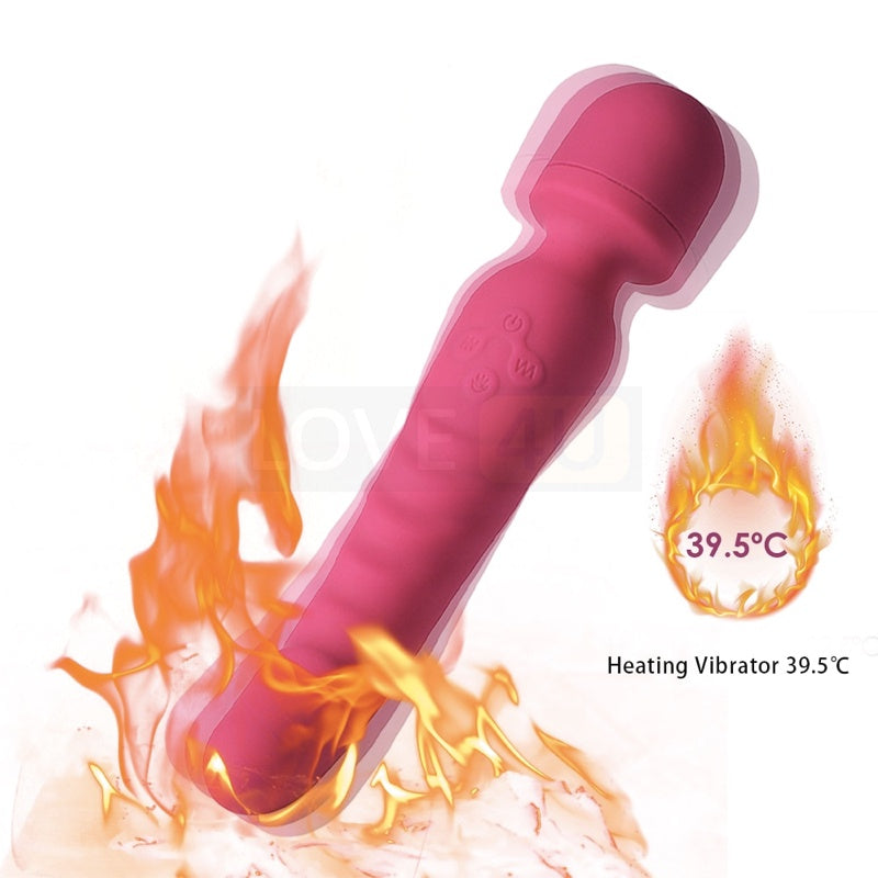 【LOVE4U】Heating Vibrator Av Wand Massager Dildo Waterproof Soft Dildo G Spot Clitoris Stimulator Adult Toys for Woman