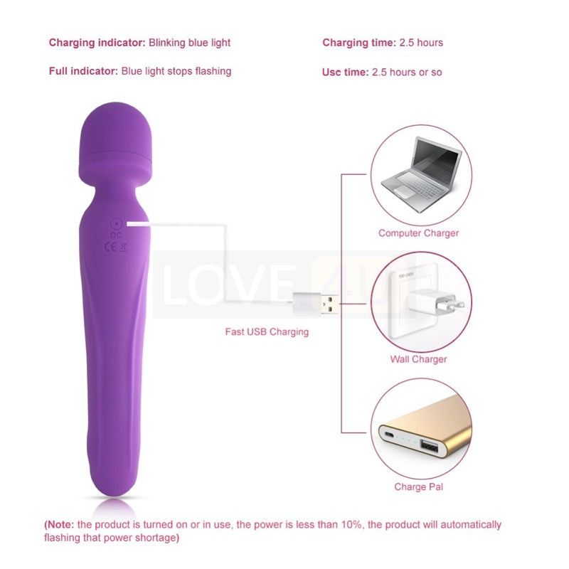 【LOVE4U】Heating Vibrator Av Wand Massager Dildo Waterproof Soft Dildo G Spot Clitoris Stimulator Adult Toys for Woman