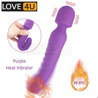 【LOVE4U】Heating Vibrator Av Wand Massager Dildo Waterproof Soft Dildo G Spot Clitoris Stimulator Adult Toys for Woman