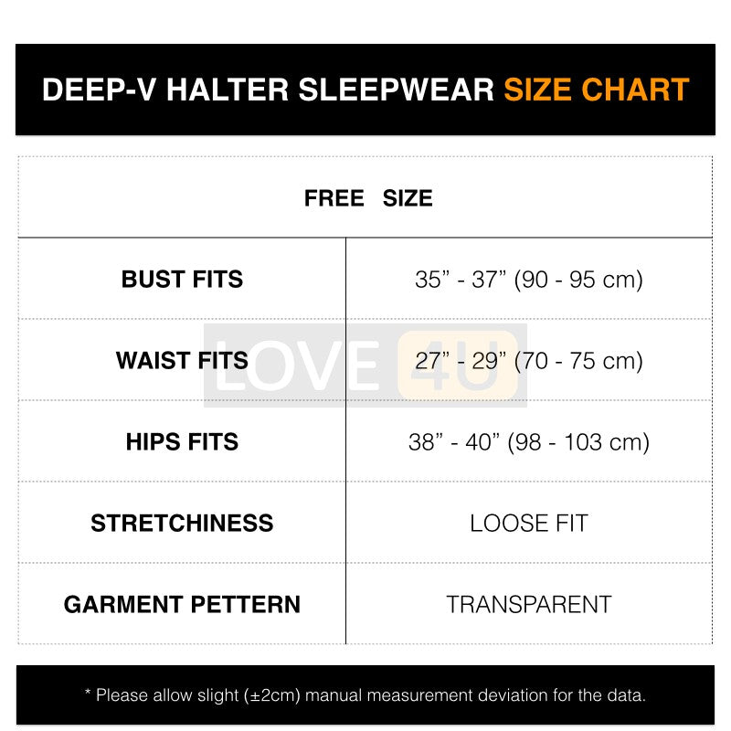 【READY STOCK】Deep-V Halter Lace Babydoll Transparent Sleepwear (5 Colour)