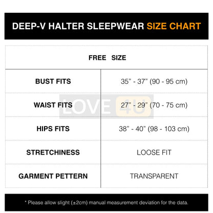 【READY STOCK】Deep-V Halter Lace Babydoll Transparent Sleepwear (5 Colour)