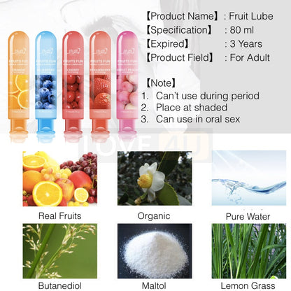 Fruit Lubricant Fruits Fun 80ml Water Soluble Fruity Lubricant Sex Lube Sex Minyak Fruit Pelincir Jelly Sex ( Edible )