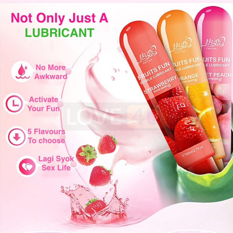 Fruit Lubricant Fruits Fun 80ml Water Soluble Fruity Lubricant Sex Lube Sex Minyak Fruit Pelincir Jelly Sex ( Edible )